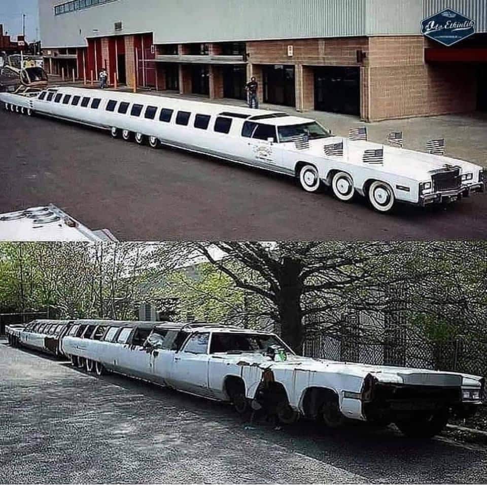 A huge limo, fallen on hard times